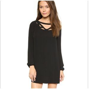 Diane Von Furstenberg Black Silk Shift Dress Womens Sz 8 LBD Long Sleeve Event